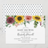 Zonnebloem en Rozen Baby shower Kaart (Voorkant / Achterkant)