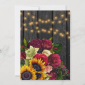 Zonnebloem en rozen bordeaux rustieke herfstbruilo kaart (Achterkant)
