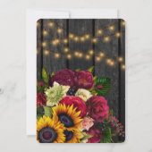 Zonnebloem en rozen bordeaux rustieke herfstbruilo kaart (Achterkant)