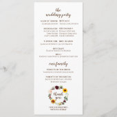 Zonnebloem en Rozen Burgundy Red Fall Wedding Programmakaart (Achterkant)