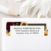 Zonnebloem en Rozen Burgundy Red Navy Blue Weddens Etiket (Insitu)