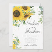 Zonnebloem en Rozen Burgundy Red Navy Blue Weddens Kaart (Voorkant)