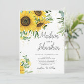 Zonnebloem en Rozen Burgundy Red Navy Blue Weddens Kaart (Staand voorkant)