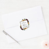 Zonnebloem en Rozen Burgundy Red Navy Blue Weddens Ronde Sticker (Envelop)