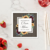 Zonnebloem en Rozen Burgundy Red Navy Blue Weddens Servet (Insitu)