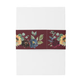 Zonnebloem en Rozen Burgundy Red Navy Blue Weddens Uitnodigingen Wikkel (Achterkant Voorbeeld)