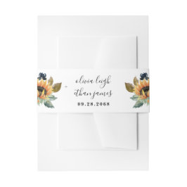 Zonnebloem en Rozen Burgundy Rood Navy Blauwe Trou Uitnodigingen Wikkel