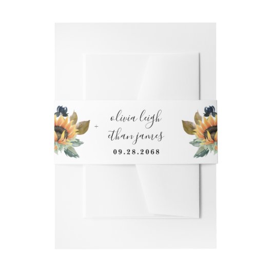 Zonnebloem en Rozen Burgundy Rood Navy Blauwe Trou Uitnodigingen Wikkel (Voorkant Voorbeeld)