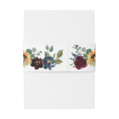 Zonnebloem en Rozen Burgundy Rood Navy Blauwe Trou Uitnodigingen Wikkel (Achterkant Voorbeeld)