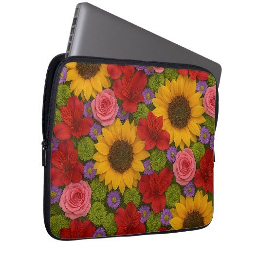 Zonnebloem en Rozen Electronics Bag Laptop Sleeve (Voorkant Rechts)