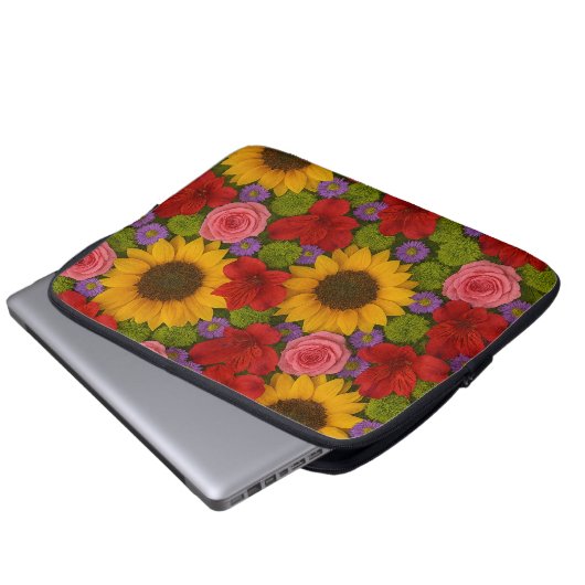 Zonnebloem en Rozen Electronics Bag Laptop Sleeve (Voorkant onderkant)