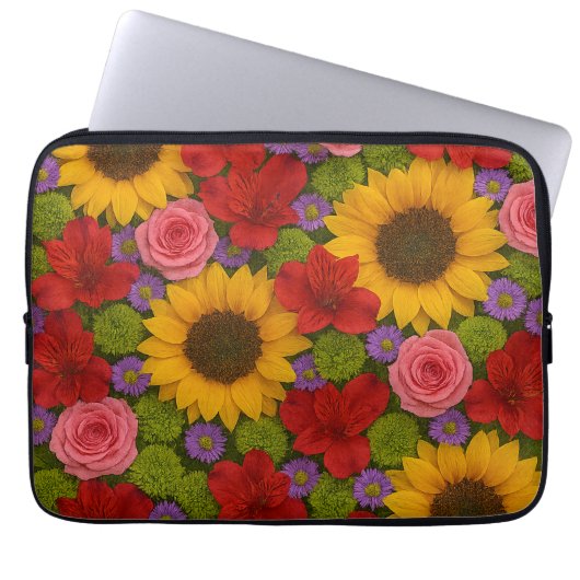 Zonnebloem en Rozen Electronics Bag Laptop Sleeve (Voorkant)