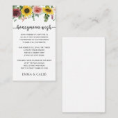 Zonnebloem en Rozen Honeymoon Wish Enclosure Card Informatiekaartje (Voorkant / Achterkant)