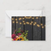 Zonnebloem en rozen maaltijdopties bruiloft RSVP Notitiekaartje (Achterkant)