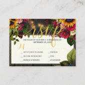 Zonnebloem en rozen met vuurwapens informatiekaartje (Voorkant)