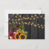 Zonnebloem en rozen met vuurwapens RSVP kaartje (Achterkant)