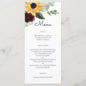 Zonnebloem en Rozen Rustic Country Wedding Menu (Voorkant)