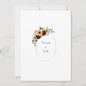 Zonnebloem en Rozen Rustic Fotobruiloft Kaart (Achterkant)
