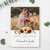 Zonnebloem en Rozen Rustic Fotobruiloft Save The Date