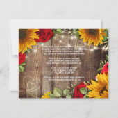 Zonnebloem en Rozen Rustic Wedding Details Kaart (Voorkant)