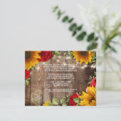 Zonnebloem en Rozen Rustic Wedding Details Kaart (Staand voorkant)