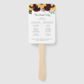 Zonnebloem en Rozen Rustic Wedding Programme Handwaaier (Achterkant)