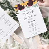 Zonnebloem en Rozen Rustic Wedding Programme Handwaaier