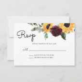 Zonnebloem en Rozen Rustic Wedding RSVP Kaartje (Voorkant)