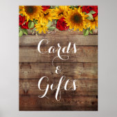 Zonnebloem en Rozen Rustic Wedding SIgn Poster (Voorkant)