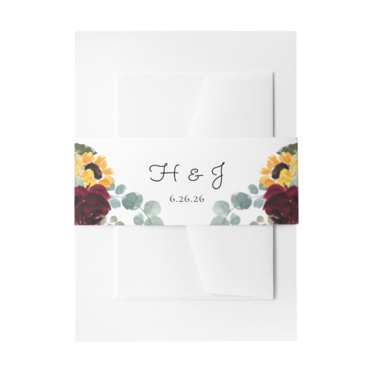 Zonnebloem en Rozen Rustic Wedding Uitnodigingen Wikkel (Voorkant Voorbeeld)