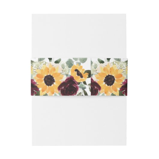 Zonnebloem en Rozen Rustic Wedding Uitnodigingen Wikkel (Achterkant Voorbeeld)