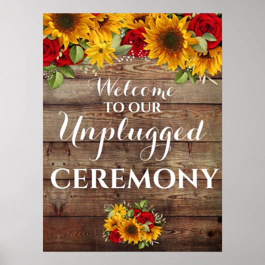 Zonnebloem en Rozen Rustic Wedding zonder stopcont Poster (Voorkant)