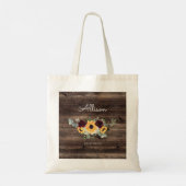 Zonnebloem en Rozen Rustic Wood Weddenschap Brides Tote Bag (Achterkant)