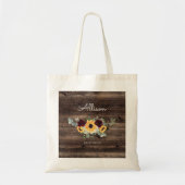 Zonnebloem en Rozen Rustic Wood Weddenschap Brides Tote Bag (Voorkant)