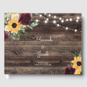 Zonnebloem en Rozen Rustic Wood Wedding Gastenboek (Voorkant)