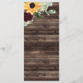 Zonnebloem en Rozen Rustic Wood Wedding Menu (Achterkant)
