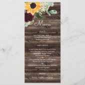 Zonnebloem en Rozen Rustic Wood Wedding Menu (Voorkant)