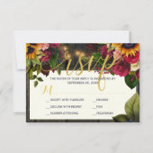 Zonnebloem en rozen rustieke budget bruiloft rsvp notitiekaartje (Voorkant)