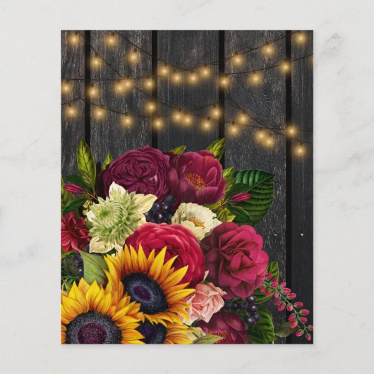 Zonnebloem en rozen, uitnodiging voor een herdenki (Achterkant)