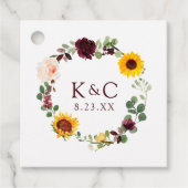 Zonnebloem en Rozen van Bourgogne Bedankjes Labels (Voorkant)