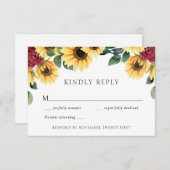 Zonnebloem en Rozen Wedding Response Kaart (Voorkant / Achterkant)