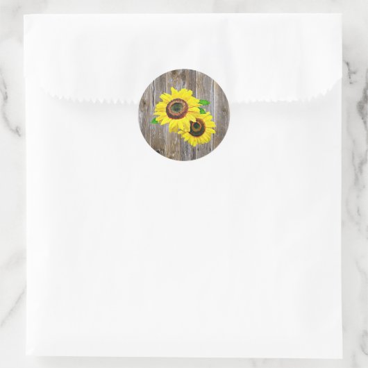 Zonnebloem en rustieke houten Stickers (Tas)