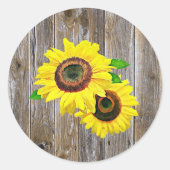 Zonnebloem en rustieke houten Stickers (Voorkant)