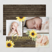 Zonnebloem en schuur Hout Fotouitnodiging Kaart (Voorkant / Achterkant)