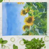 Zonnebloem en Sky Art Flower Keuken Handdoek (Gevouwen)