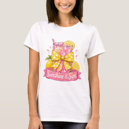 Zonnebloem en Slokjes Zomer Stippen Drinkontwerp T-shirt