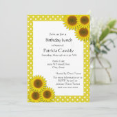 Zonnebloem en Stippen Verjaardagslunch  Kaart (Staand voorkant)