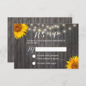Zonnebloem en stralen Barn Wood Weddenschap RSVP (Voorkant / Achterkant)