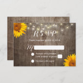 Zonnebloem en stralen Rustic Wedding RSVP (Voorkant / Achterkant)
