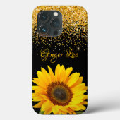 Zonnebloem en strooisel met naam Case-Mate iPhone case (Achterkant)
